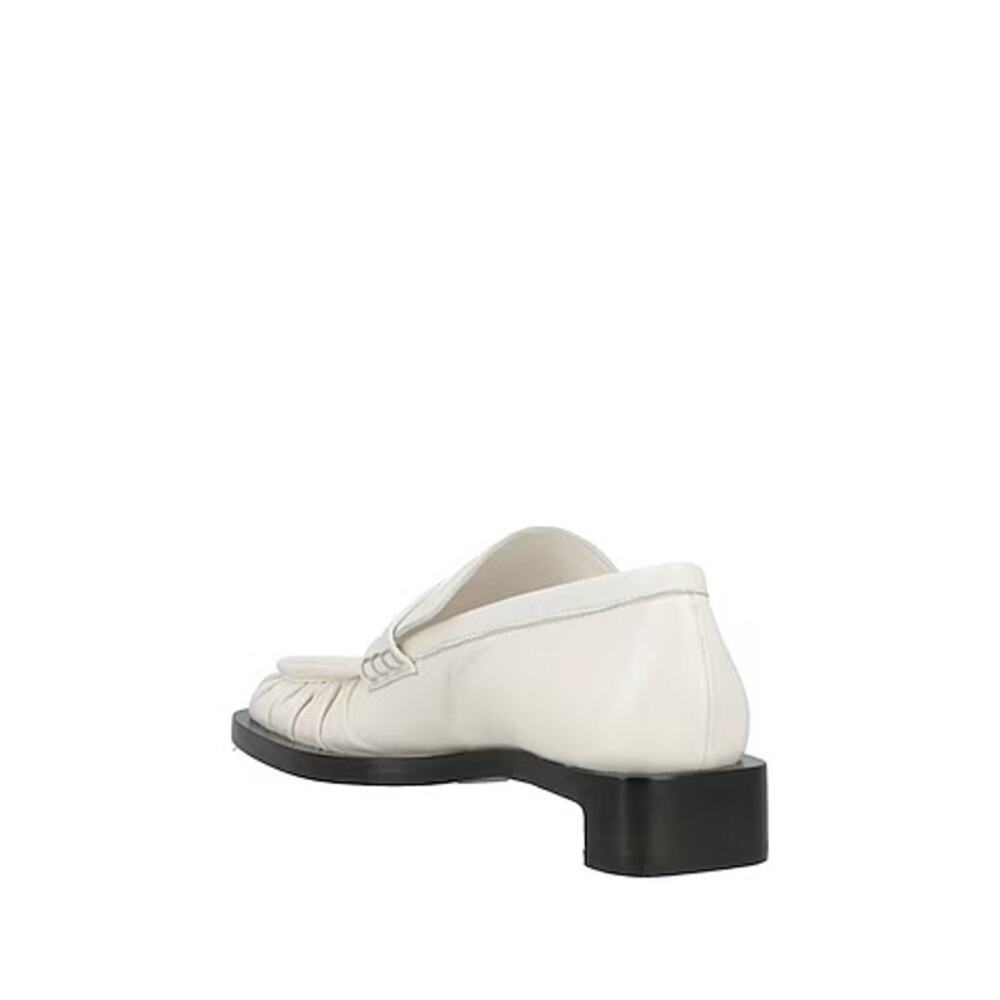 JIL SANDER White Ruched crinkled-leather penny loafers heels 36 NIB Black heel - Picture 6 of 8